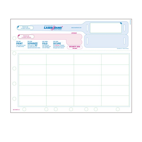 Laser Band - Adult Wristband w/20 Labels 8-1/2" x 11"